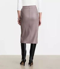 Petite LOFT Versa Faux Leather Buckle Trim Midi Skirt