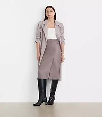 Petite LOFT Versa Faux Leather Buckle Trim Midi Skirt