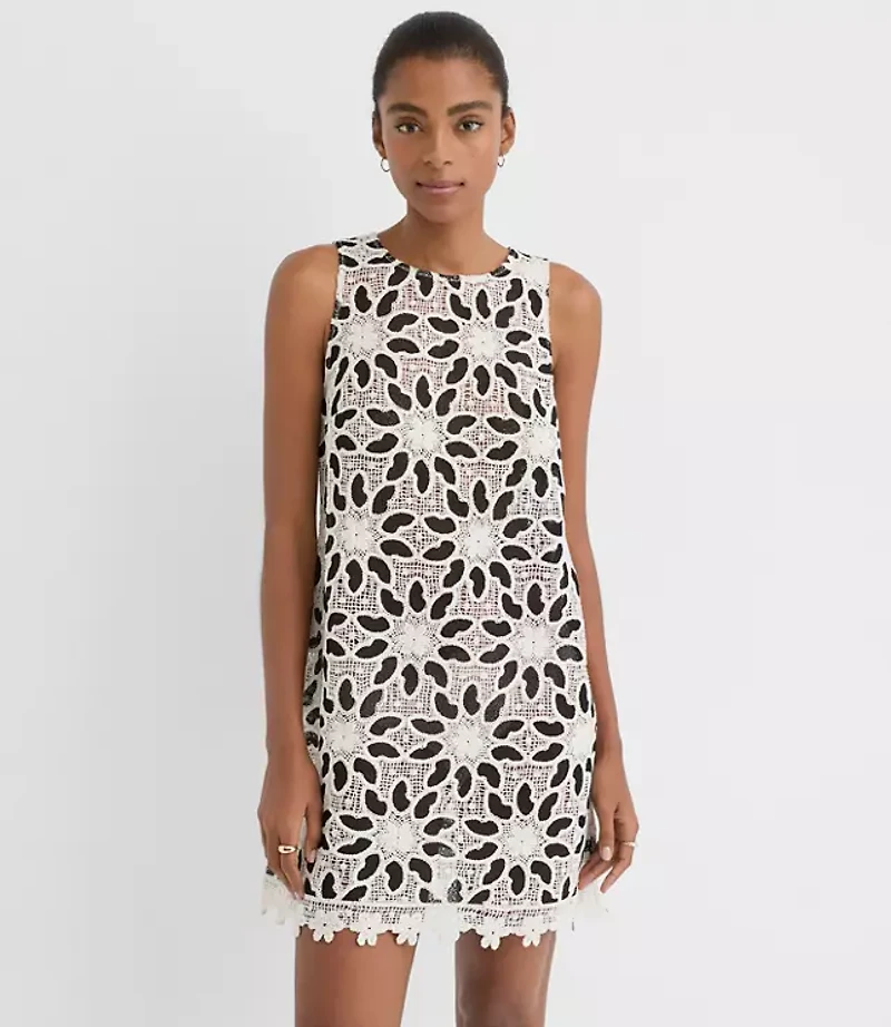 Petite LOFT Beach Floral Crochet Mini Dress