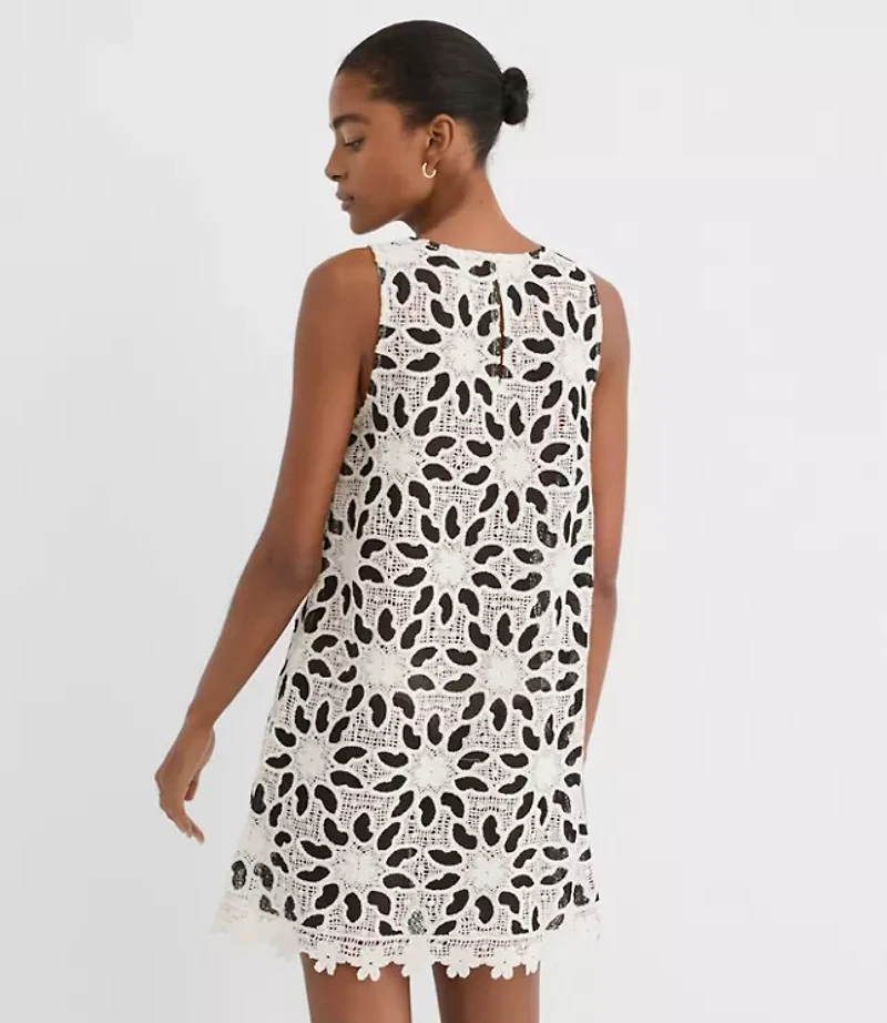 Petite LOFT Beach Floral Crochet Mini Dress