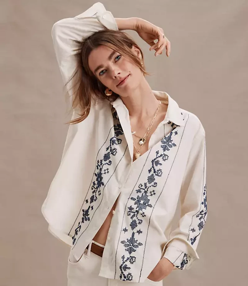 Floral Striped Everyday Relaxed Shirt