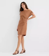 Poplin Asymmetrical Ruched Mini Dress