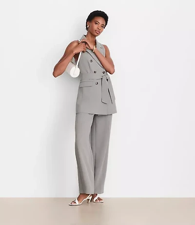 Petite LOFT Versa Crepe Drape Double Breasted Pocket Vest