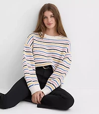 Petite Textured Stripe Relaxed Sweater