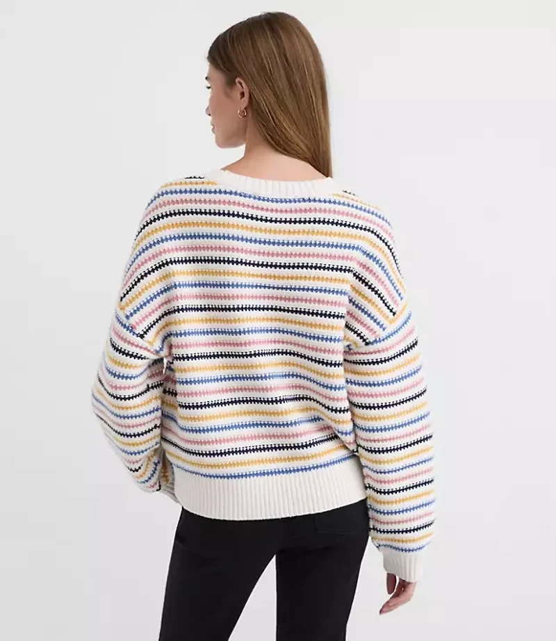 Petite Textured Stripe Relaxed Sweater