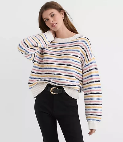Petite Textured Stripe Relaxed Sweater