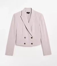Petite LOFT Versa Seasonless Stretch Double Breasted Blazer Stripe