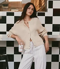 Petite Ribbed Relaxed Cardigan