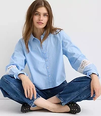 Striped Poplin Everyday Abbreviated Shirt