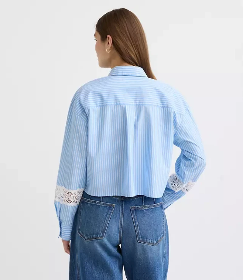 Striped Poplin Everyday Abbreviated Shirt