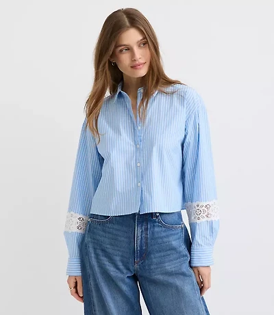 Striped Poplin Everyday Abbreviated Shirt