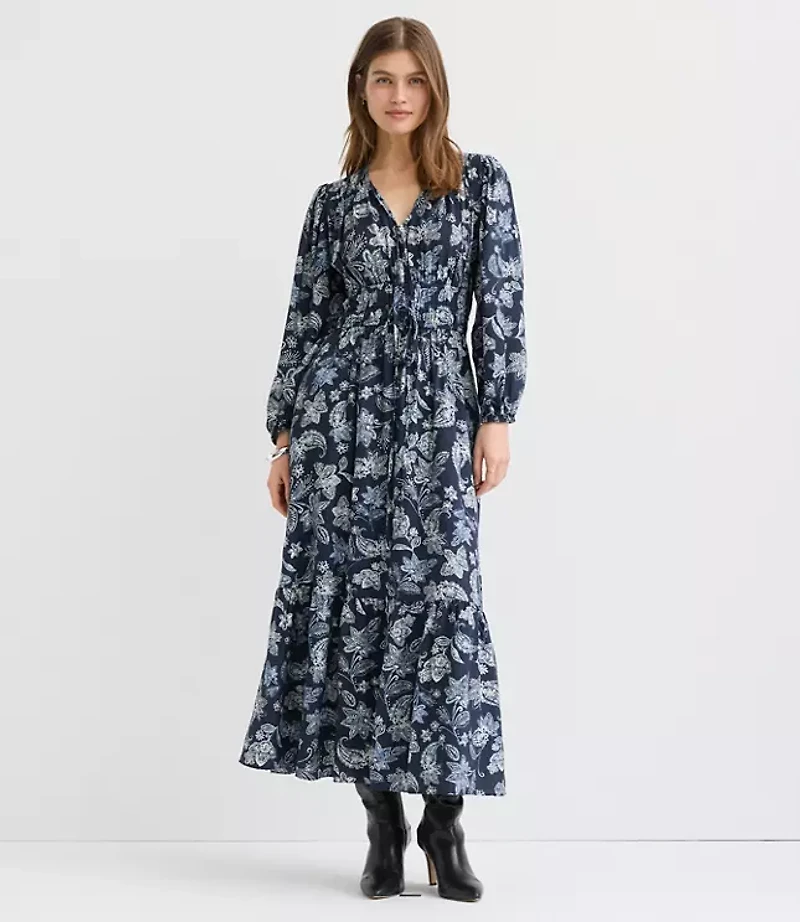 Paisley Bow Maxi Pocket Dress