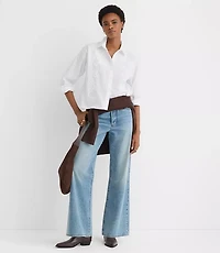 Floral Embroidered Poplin Everyday Abbreviated Shirt