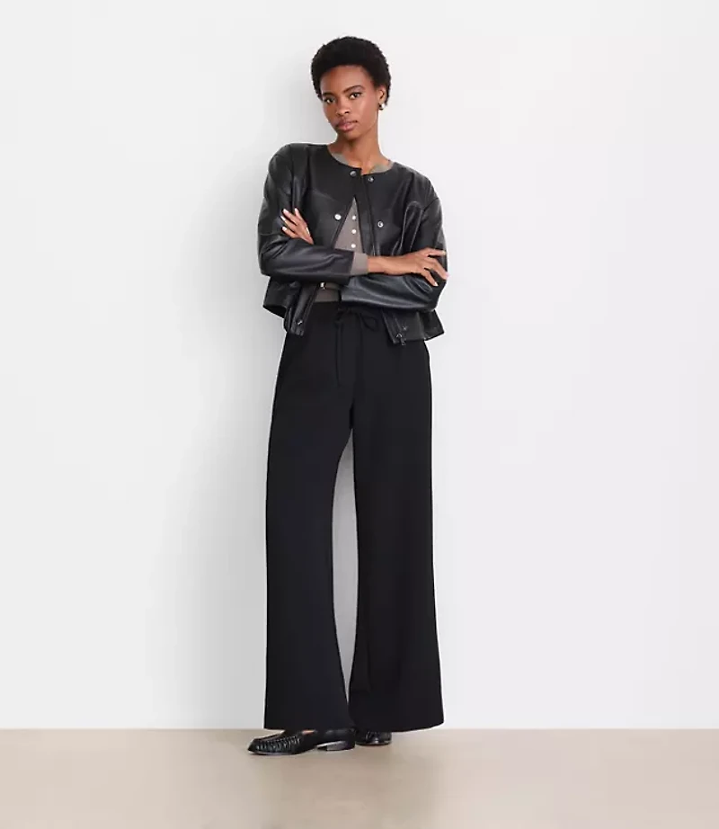 Petite LOFT Versa Crepe Drape Drawstring Pants