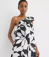 Petite LOFT Beach Ruffle One Shoulder Mini Dress