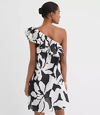 Petite LOFT Beach Ruffle One Shoulder Mini Dress