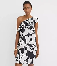 Petite LOFT Beach Ruffle One Shoulder Mini Dress