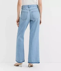 Rivete Curvy Unpicked Mid Rise Wide Leg Jeans Vintage Light Wash