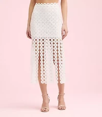 Lately Crochet Lace Fringe Midi Skirt