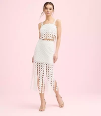Lately Crochet Lace Fringe Midi Skirt
