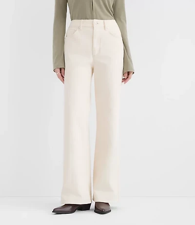 Rivete Petite Curvy High Rise Wide Leg Jeans Ivory