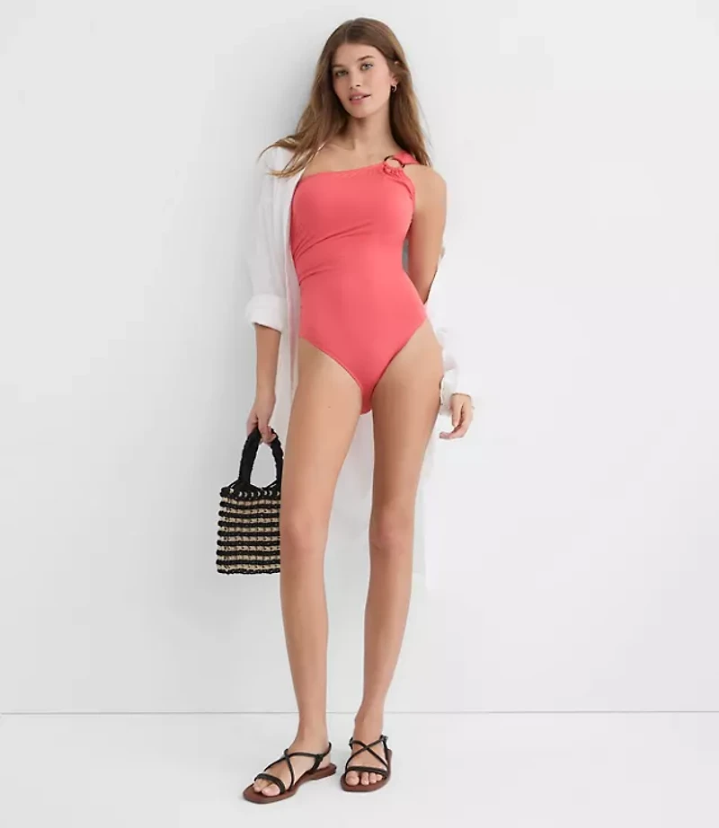 LOFT Beach Ring One Shoulder Piece Swimsuit