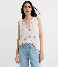 Floral Shirred Button Shell