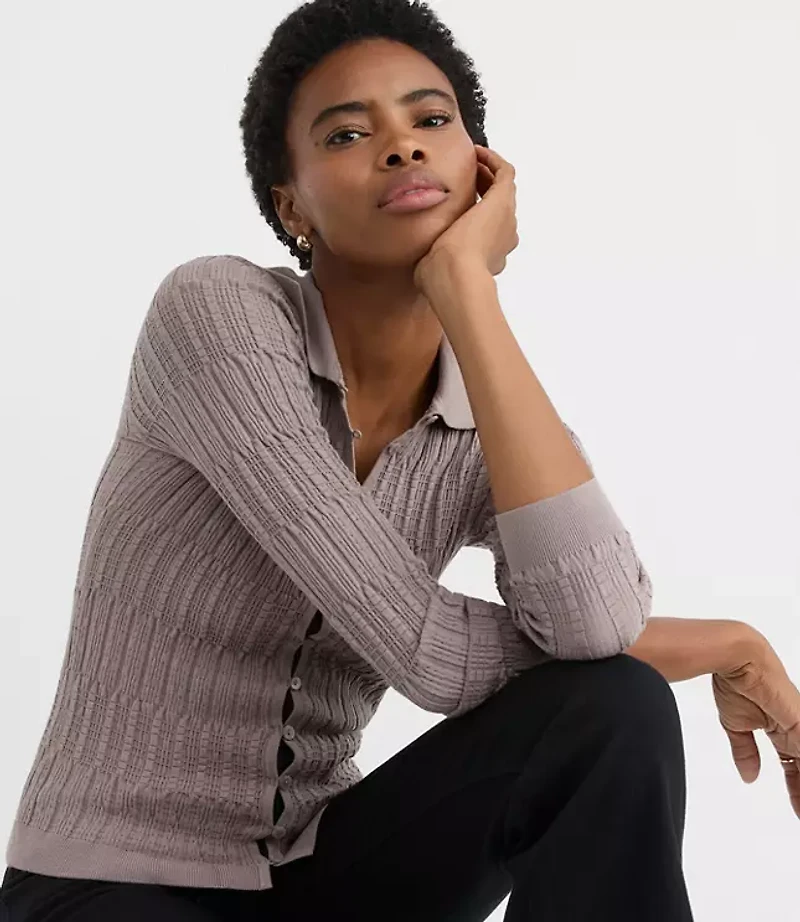 Petite Smocked Ruffle Cardigan Top