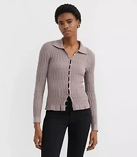 Petite Smocked Ruffle Cardigan Top