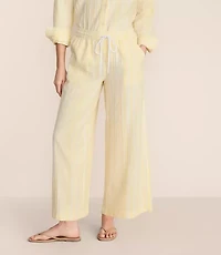 Lou & Grey Striped Linen Cotton Wide Leg Crop Pants