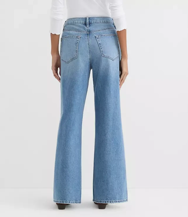 Rivete Curvy High Rise Relaxed Wide Leg Jeans Light Wash Indigo