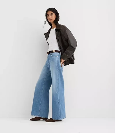 Rivete Petite High Rise Relaxed Wide Leg Jeans Light Wash