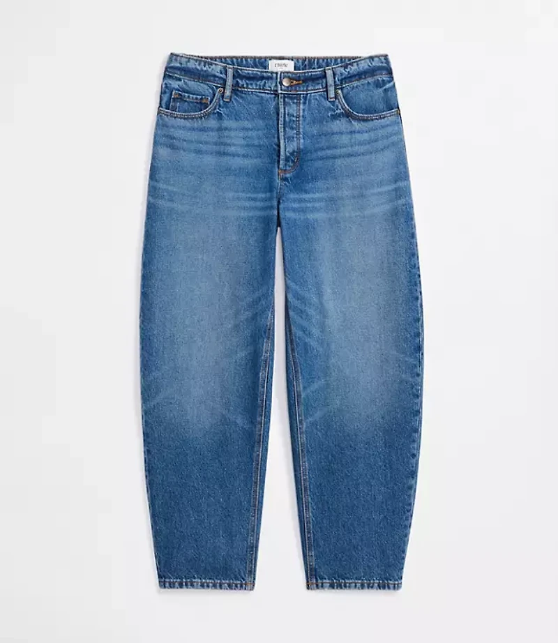 Rivete Petite Curvy Mid Rise Barrel Jeans Echo Wash