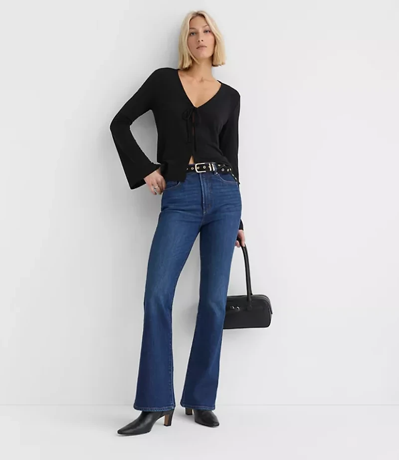 Petite Crepe Jersey Tie Front Top