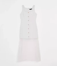 Petite LOFT Versa Crepe Drape Mixed Media Maxi Dress