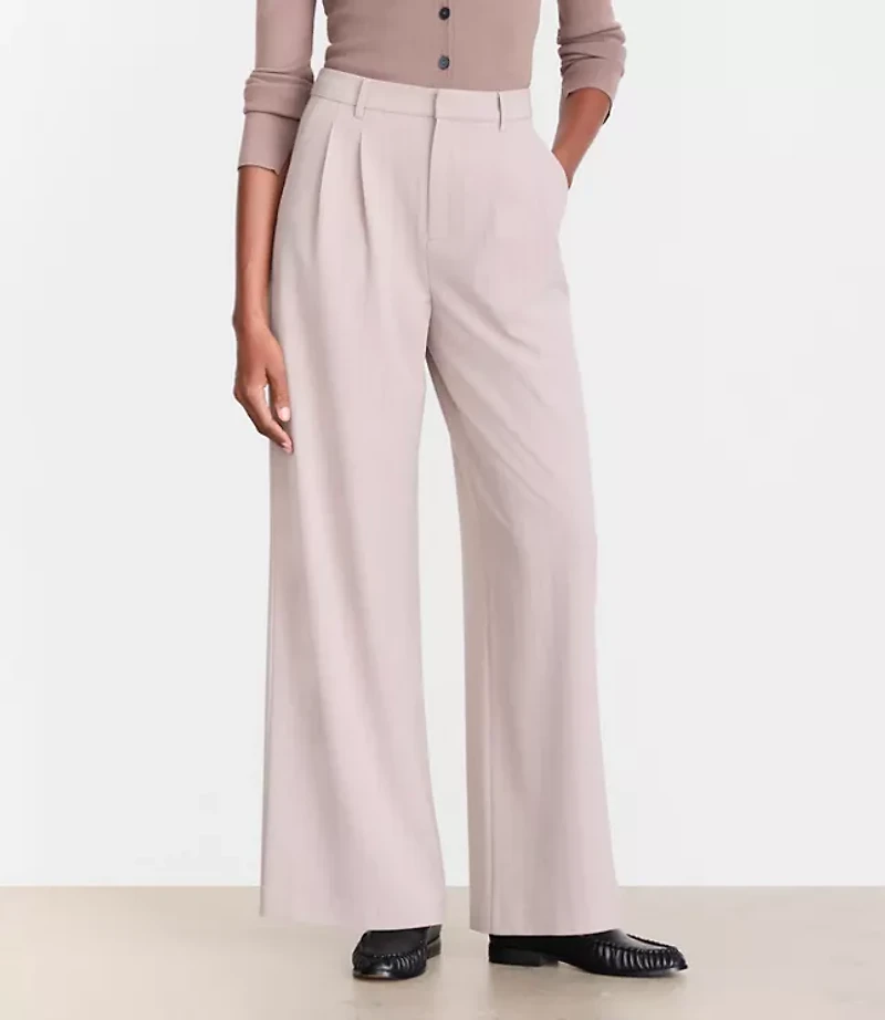 Tall LOFT Versa Seasonless Stretch Double Pleat Wide Leg Pants Stripe