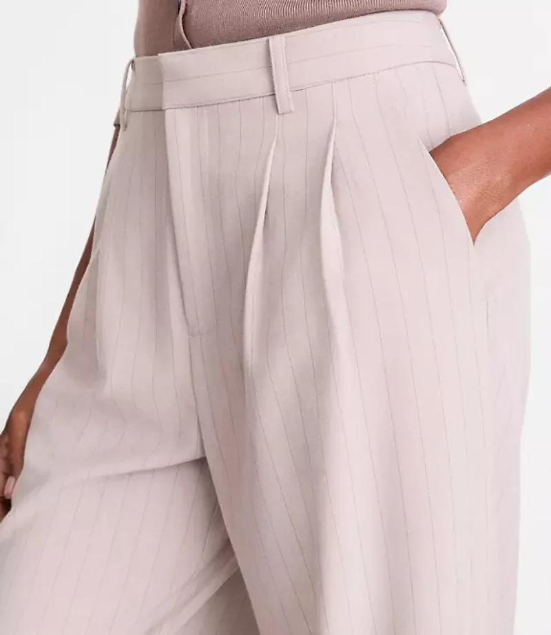 Tall LOFT Versa Seasonless Stretch Double Pleat Wide Leg Pants Stripe