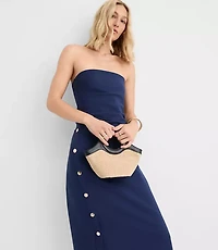 Side Button Strapless Midi Dress