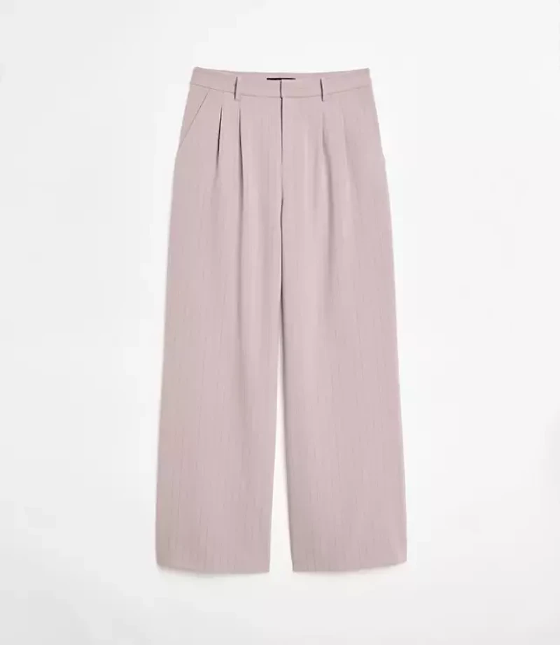 Petite LOFT Versa Seasonless Stretch Double Pleat Wide Leg Pants Stripe