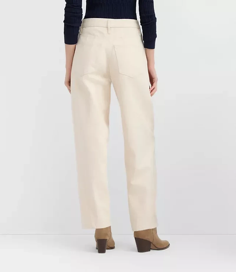 Rivete Petite Curvy Seamed High Rise Barrel Jeans Ivory