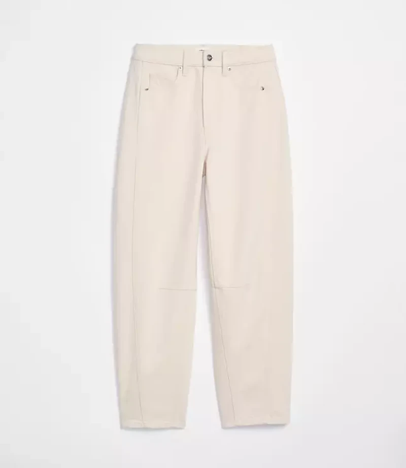 Rivete Petite Curvy Seamed High Rise Barrel Jeans Ivory