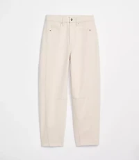 Rivete Petite Curvy Seamed High Rise Barrel Jeans Ivory