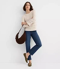 Petite Scalloped Pointelle Flare Sleeve Sweater