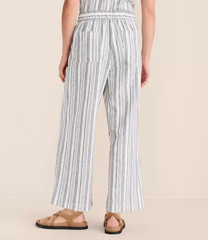 Lou & Grey Striped Linen Cotton Wide Leg Crop Pants