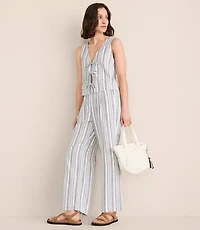 Lou & Grey Striped Linen Cotton Wide Leg Crop Pants