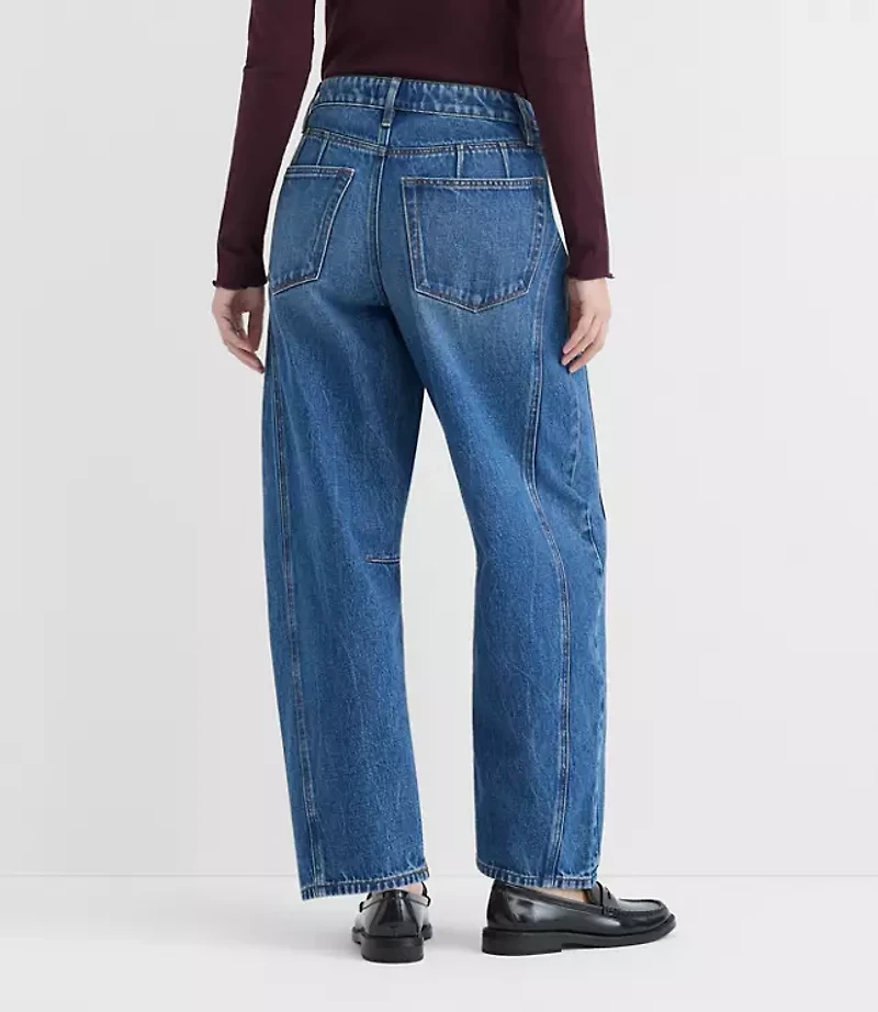 Rivete Tall Curvy Seamed High Rise Barrel Jeans Dark Wash