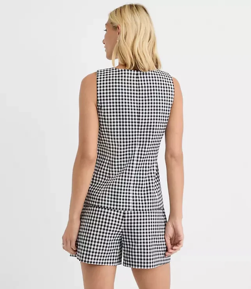 Gingham Cutaway Pocket Vest