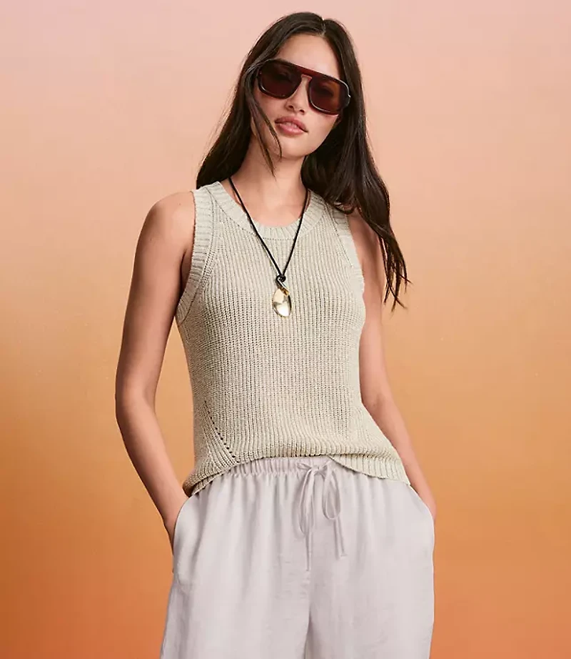Shimmer Halter Sweater Tank Top