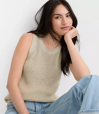 Shimmer Halter Sweater Tank Top