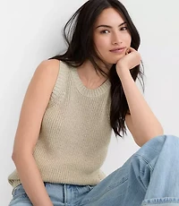 Shimmer Halter Sweater Tank Top